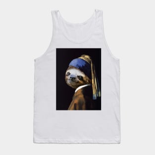 The Sloth with a Pearl Earring - Print / Home Decor / Wall Art / Poster / Gift / Birthday / Sloth Lover Gift / Animal print Canvas Print Tank Top